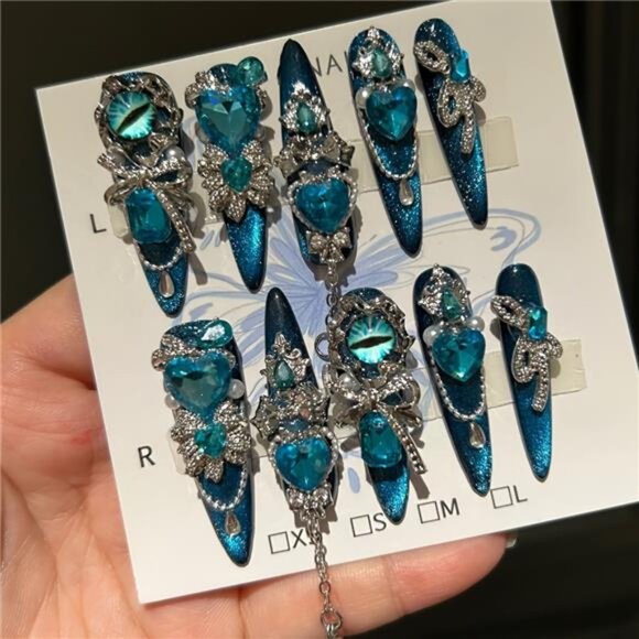 Other - 10pcs Handmade Wearing Armor Blue Cat Eye Sparkling Eye Love Sparkling Glitter
